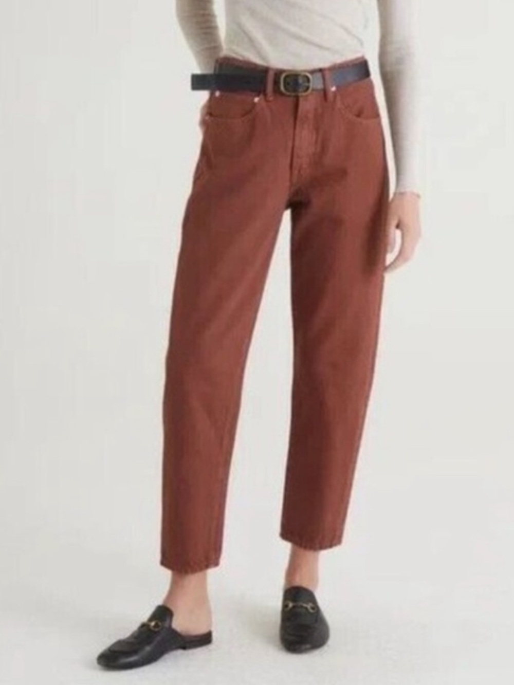 New Free People Edwin Andersen Ankle 90s Relaxed Jeans in spice brown denim 26